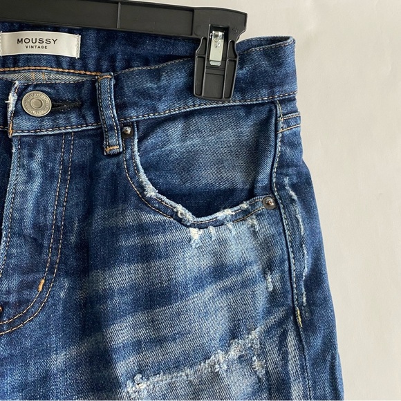 Moussy Vintage Lancaster Mid-Rise Distressed Skinny Cropped Jeans Size 27 - Picture 11 of 14